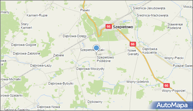 mapa Szepietowo Podleśne, Szepietowo Podleśne na mapie Targeo